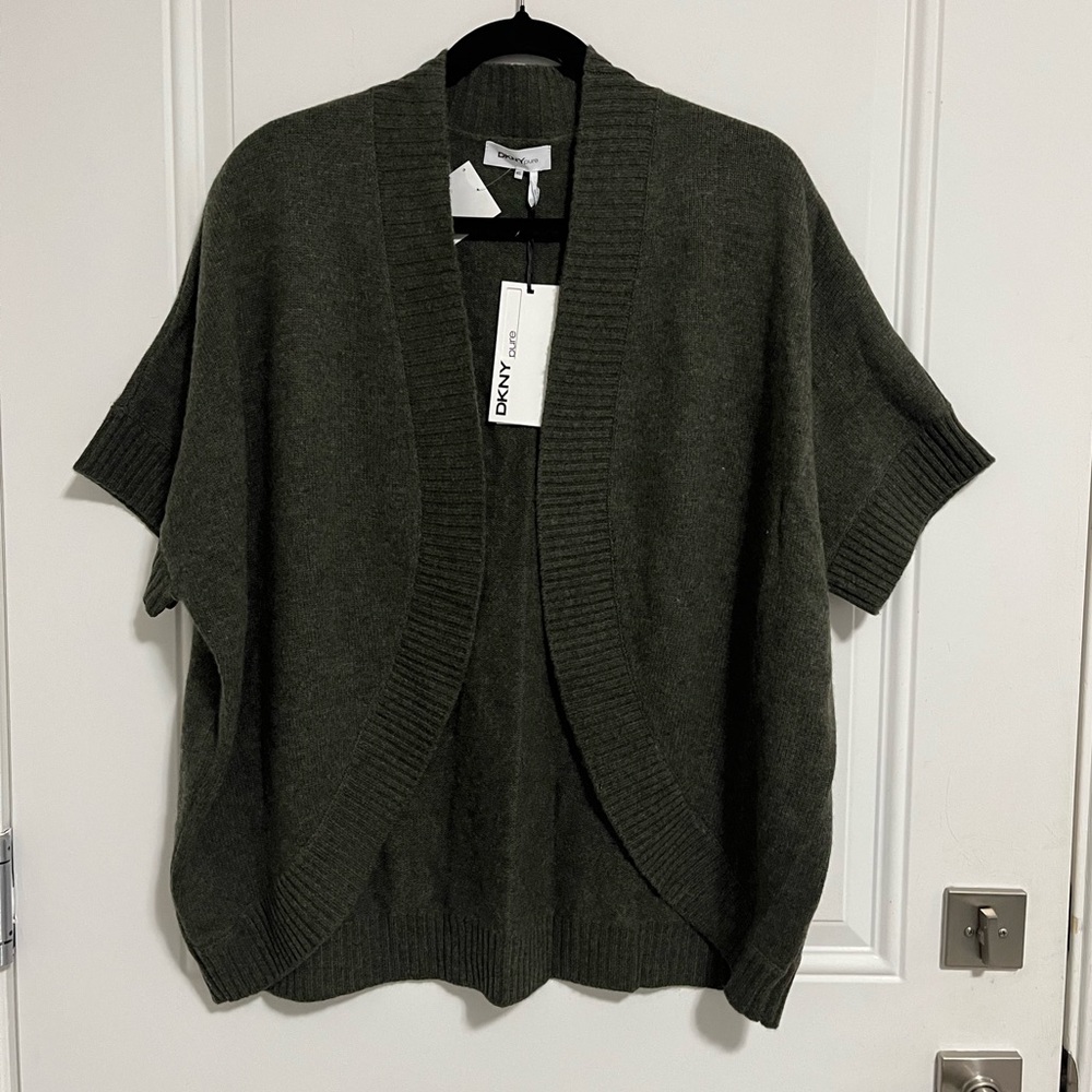 NWT - DKNY Pure Women's Wool Cashmere Blended Open Front Shrug Sweater -Size M/L